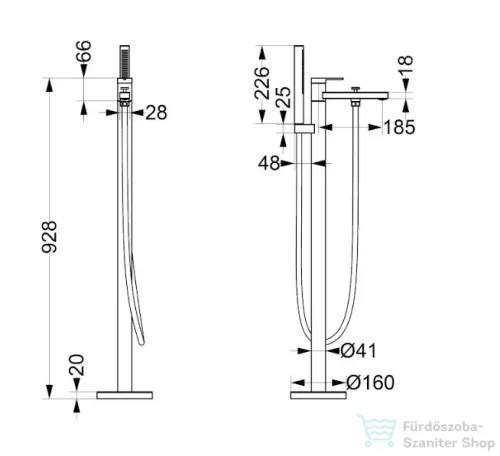 AREZZO design ELEGANT szabadon álló kádtöltő csaptelep, szálcsiszolt arany AR-10095BG