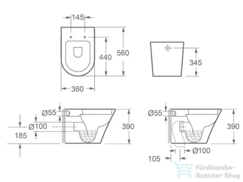 AREZZO design Indiana alsós/hátsós álló WC AR-105