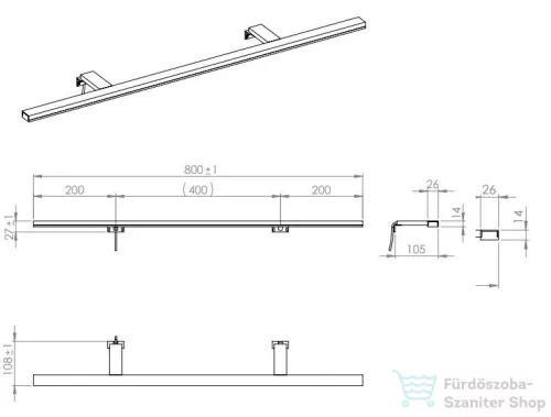Arezzo design ESTHER lámpa 80cm IP44 4000K, króm AR-1100230050