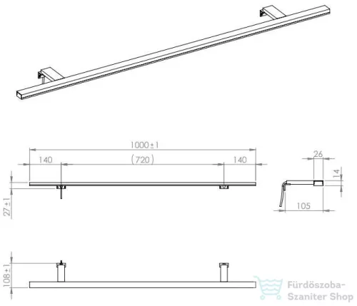 Arezzo design ESTHER lámpa 100cm IP44 4000K, króm AR-1100230051