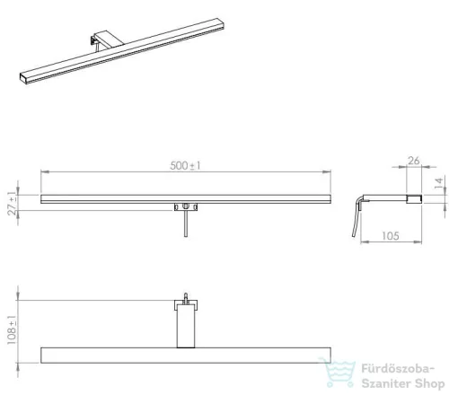 Arezzo design ESTHER lámpa 50cm IP44 4000K, fekete AR-1100230056