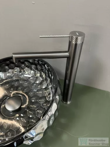 BEMUTATÓTERMI AREZZO design PALMFIELD magasított mosdó csaptelep, leeresztő nélkül, gun metal AR-1102GM