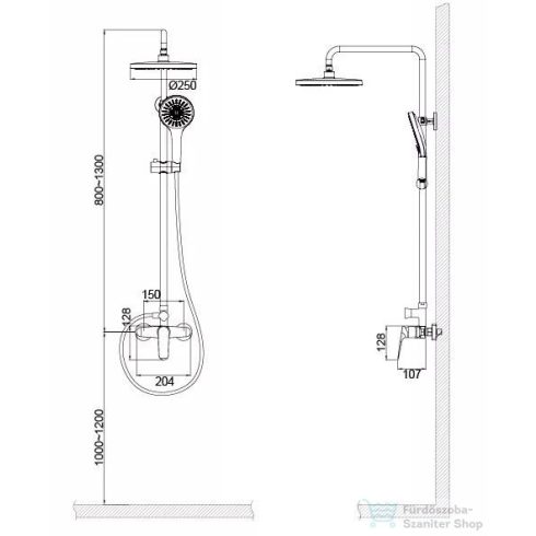 AREZZO design PALMFIELD zuhanyrendszer, gun metal AR-1105GM