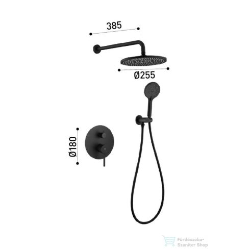 AREZZO design PALMFIELD falsík alatti zuhanyrendszer, gun metal AR-1160GM