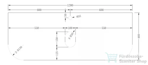 Arezzo Design SIERRA 120x46 cm-es Solid surface mosdópult Sierra bútorhoz, matt szürke AR-1420120G