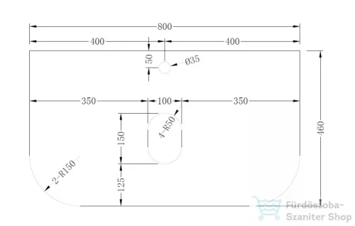 Arezzo Design SIERRA 80x46 cm-es Solid surface mosdópult Sierra bútorhoz, matt szürke AR-142080G