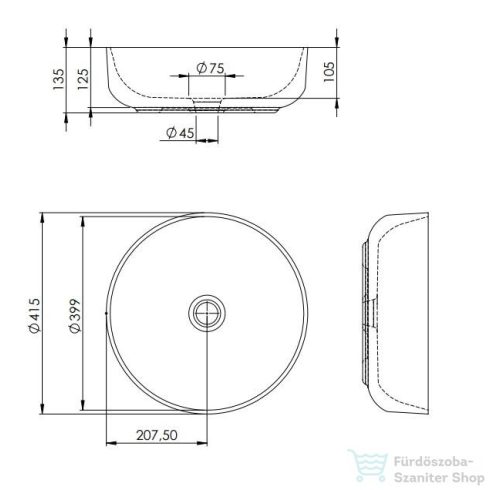 AREZZO design pultra ültethető mosdó LORCA 42x42 matt antracit AR-145007