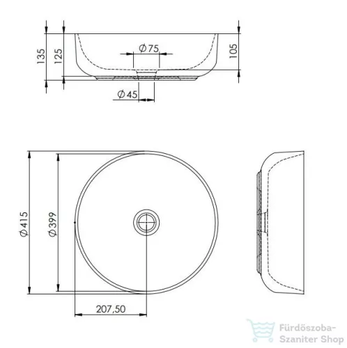 AREZZO design pultra ültethető mosdó LORCA 42x42 matt antracit AR-145007