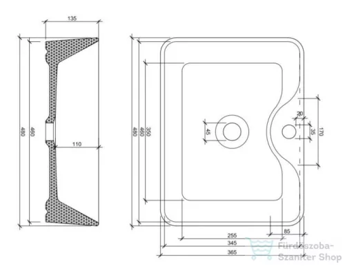 AREZZO design Fiona pultra ültethető mosdó AR-145023