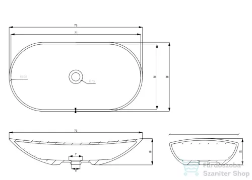 AREZZO design Piato pultra ültethető mosdó AR-145041