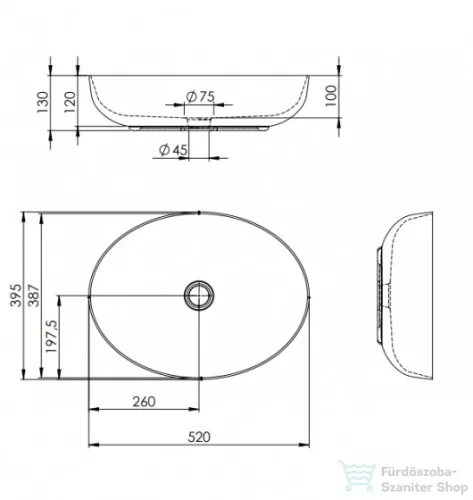 AREZZO design Rika pultra ültethető mosdó AR-145056