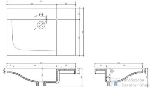 AREZZO design 70 cm-es Metis akril mosdó, matt fehér