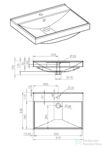 AREZZO design Maxxi 60 cm-es mosdó AR-145805