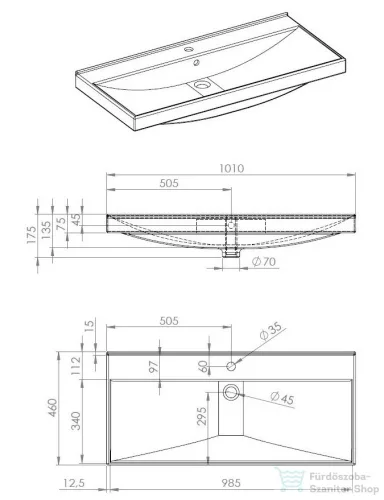 AREZZO design Maxxi 100 cm-es mosdó AR-145815