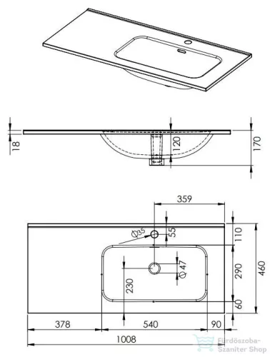 AREZZO design Skappa 100 cm-es mosdó, jobbos AR-145945