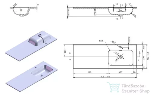 AREZZO design Skappa 120 cm-es mosdó (60+60), jobbos AR-145965