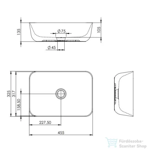 AREZZO design pultra ültethető mosdó RENI 46x33, matt beige AR-146027