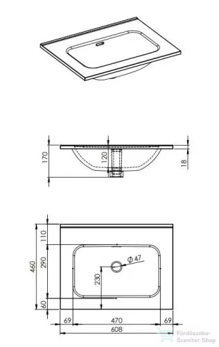 AREZZO design Skappa 60 cm-es mosdó, csaplyuk nélkül, fehér AR-146031