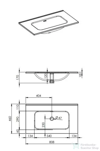 AREZZO design Skappa 80 cm-es mosdó, csaplyuk nélkül, fehér AR-146032