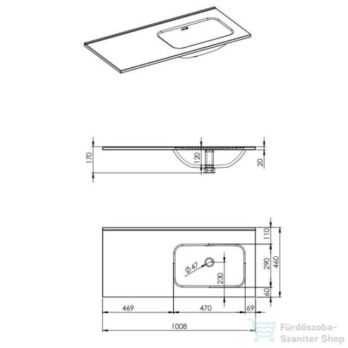 AREZZO design Skappa 100 cm-es mosdó, csaplyuk nélkül, jobbos, fehér AR-146035