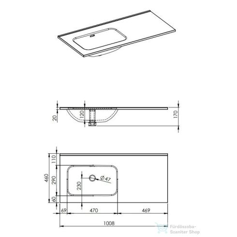 AREZZO design Skappa 100 cm-es mosdó, csaplyuk nélkül, balos, fehér AR-146036