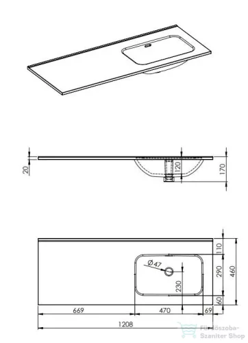 AREZZO design Skappa 120 cm-es mosdó (60+60), csaplyuk nélkül, jobbos, fehér AR-146039