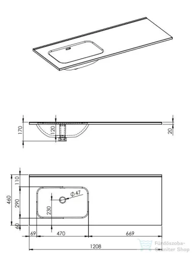 AREZZO design Skappa 120 cm-es mosdó (60+60), csaplyuk nélkül, balos, fehér AR-146040