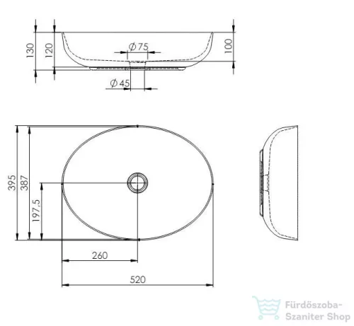 AREZZO design Rika pultra ültethető mosdó 52x40 cm, matt bézs AR-146048