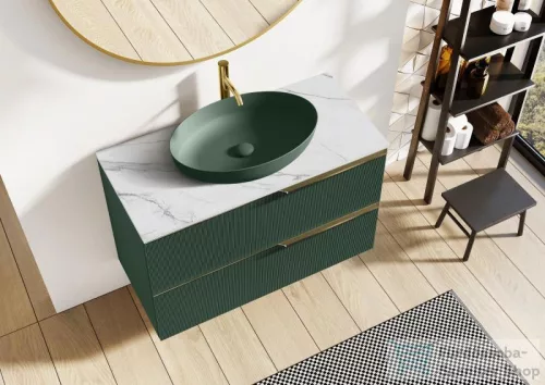 AREZZO design pultra ültethető mosdó RIKA 52x40 cm, matt zöld AR-146049