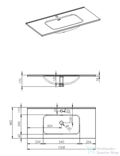 AREZZO design SKAPPA 100 cm-es mosdó, matt kék AR-146069