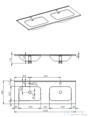 AREZZO design SKAPPA 120 cm-es dupla mosdó, matt kék AR-146074