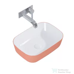   AREZZO design Reni pultra ültethető mosdó 46x33 cm, fényes fehér/matt terra pink AR-146110