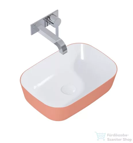 AREZZO design Reni pultra ültethető mosdó 46x33 cm, fényes fehér/matt terra pink AR-146110