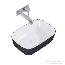   AREZZO design Reni pultra ültethető mosdó 46x33 cm, fényes fehér/matt fekete AR-146111