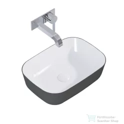   AREZZO design Reni pultra ültethető mosdó 46x33 cm, fényes fehér/matt antracit AR-146113