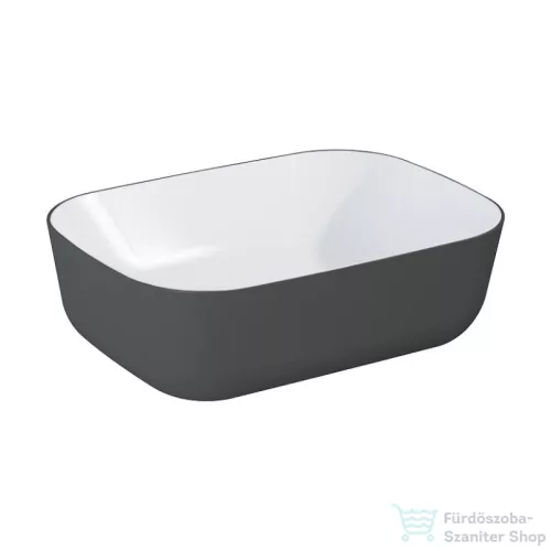 AREZZO design Reni pultra ültethető mosdó 46x33 cm, fényes fehér/matt antracit AR-146113