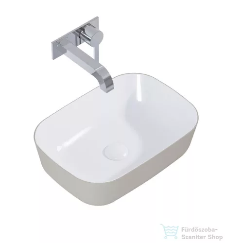 AREZZO design Reni pultra ültethető mosdó 46x33 cm, fényes fehér/matt bézs AR-146114