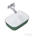 AREZZO design Reni pultra ültethető mosdó 46x33 cm, fényes fehér/matt zöld AR-146115