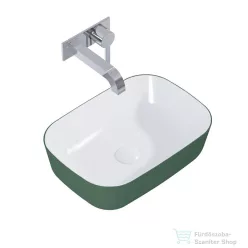   AREZZO design Reni pultra ültethető mosdó 46x33 cm, fényes fehér/matt zöld AR-146115