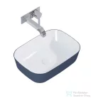 AREZZO design Reni pultra ültethető mosdó 46x33 cm, fényes fehér/matt kék AR-146114