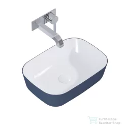   AREZZO design Reni pultra ültethető mosdó 46x33 cm, fényes fehér/matt kék AR-146114