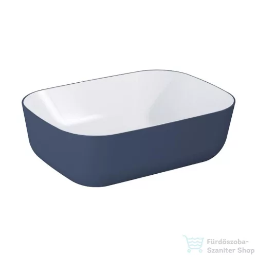 AREZZO design Reni pultra ültethető mosdó 46x33 cm, fényes fehér/matt kék AR-146114