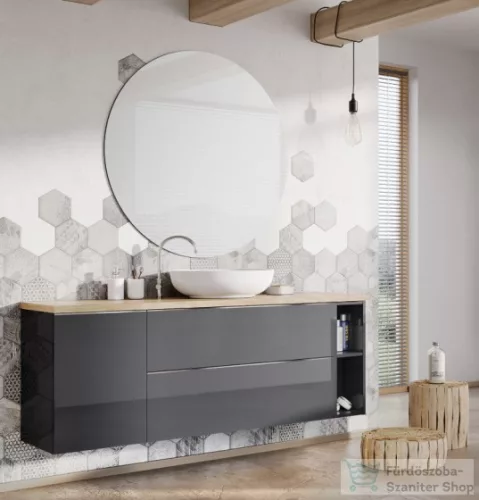 AREZZO design Monterey 40 cm-es alsóelem 1 ajtóval magasfényű antracit színben AR-166996