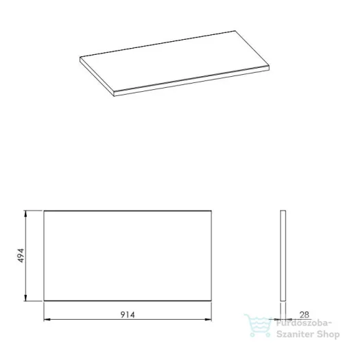AREZZO design 90x49,4x2,8 cm mosdópult, Mf. Fehér színben
