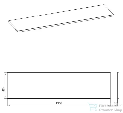 AREZZO design 190x49,4x2,8 cm mosdópult, Természetes tölgy