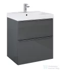 AREZZO design Monterey 60cm-es alsószekrény 2 fiókkal magasfényű szürke, szifonkivágással AR-167078