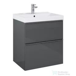   AREZZO design Monterey 60cm-es alsószekrény 2 fiókkal magasfényű szürke, szifonkivágással AR-167078