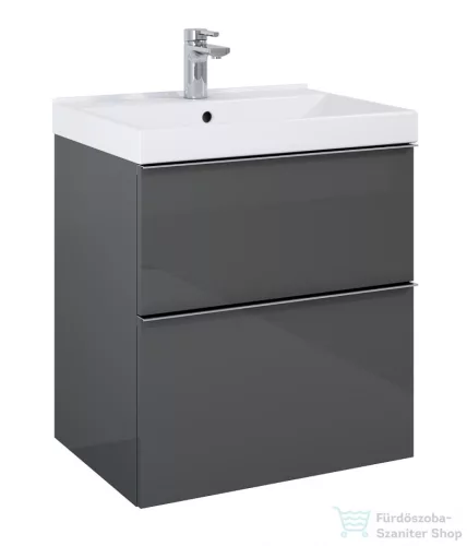 AREZZO design Monterey 60cm-es alsószekrény 2 fiókkal magasfényű szürke, szifonkivágással AR-167078