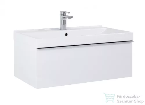 AREZZO design Monterey 80cm-es alsószekrény 1 fiókkal magasfényű fehér, szifonkivágással AR-167079