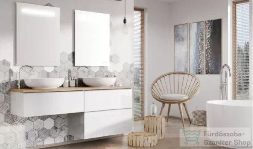 AREZZO design Monterey 80cm-es alsószekrény 1 fiókkal magasfényű fehér, szifonkivágással AR-167079